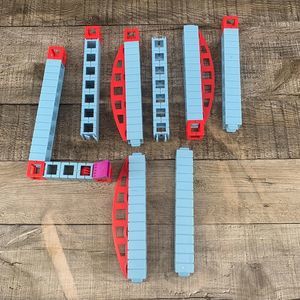 Rokenbok Lot Red/Blue Connector Build Pieces Slide, Wall